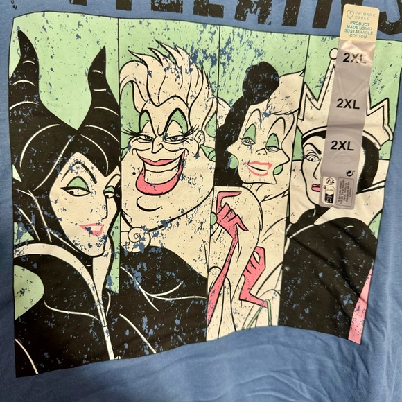NWT. Disney Primark Villains blue short sleeve tee. Your favorite villains 2X - Picture 5 of 11